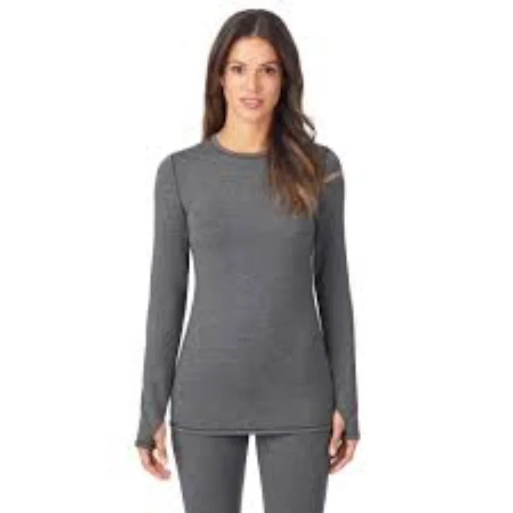 Cuddl Duds Ultra Cozy Gray Long Sleeve Crew - Size Large 14-16 - Picture 2 of 8